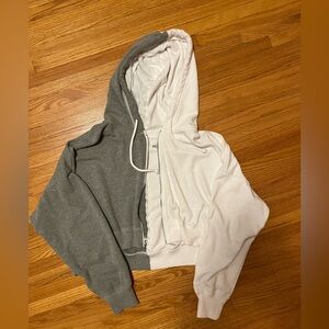 Hollister Zip-Up Hoodie Half White Half Grey